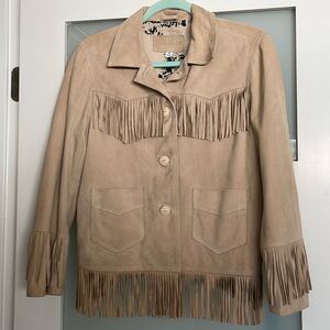 Sundance fringed button down jacket. Neutral suede. 2 pockets. New never worn. M